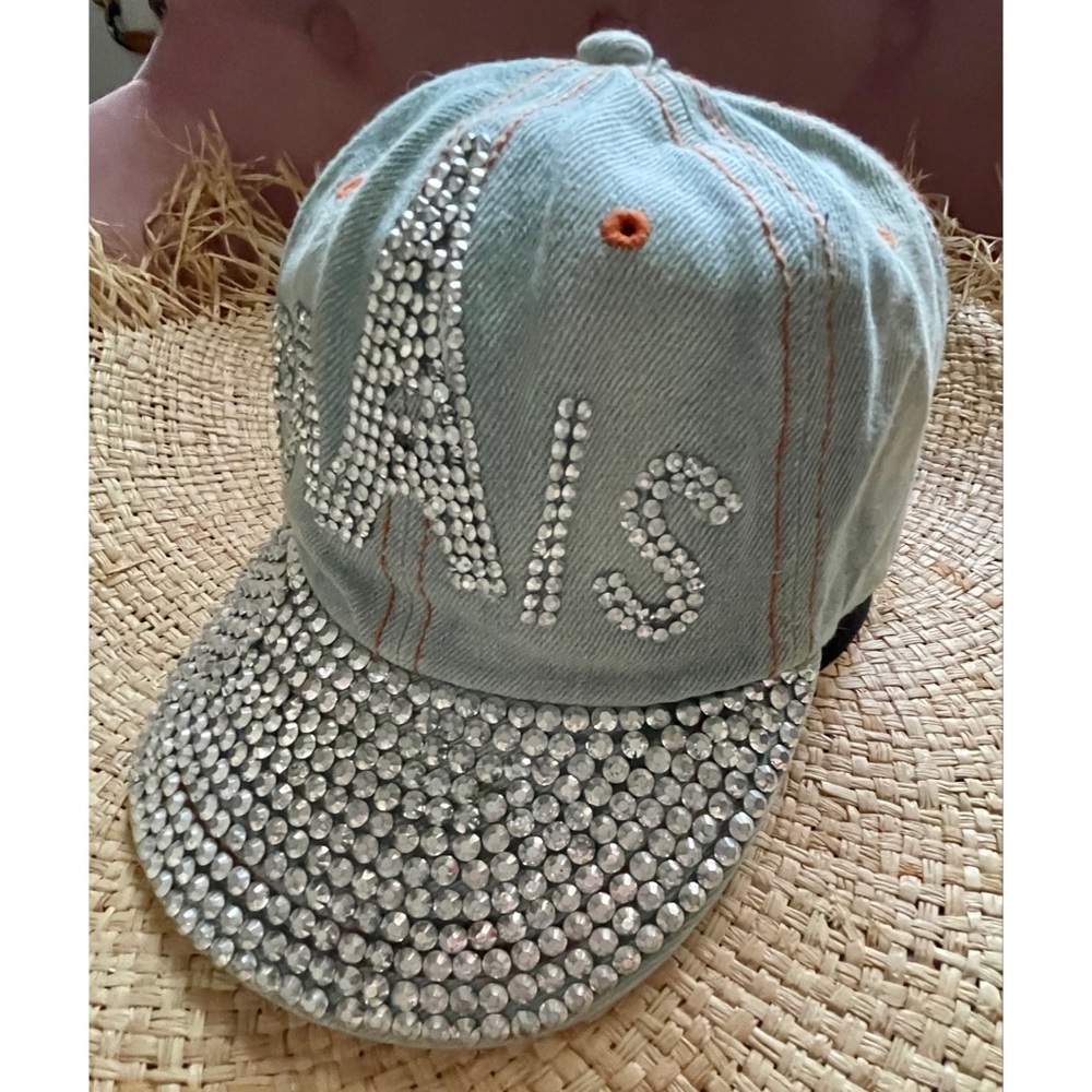 PARIS Rhinestones Studs Jeans Hat Cap - Picture 3 of 4